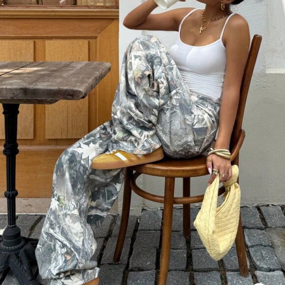 Multicolor Casual Women's Streetwear Camo Jeans - Picture 3 of 6